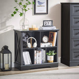 Farmhouse 5 Cube Bookshelf, Black Storage Organizer Bookcase, Kids Toy Storage Cabinet, Small Bookshelves Storage Organizer Shelf, Wood Display Cabinet Book Shelves for Bedroom,Living Room,Office FFBCFDK