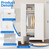 PAOFIN 71" Metal Armoire Wardrobe Closet, Bedroom Clothing Storage Cabinet with Hanging Rod, Freestanding White Armoire Cabinet with Adjustable Shelves PAOFIN