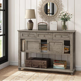 Vabches Farmhouse Entryway Table with Storage, 47" Modern Console Table with Sliding Barn Door & Drawers, Wood Rustic Sofa Table for Living Room, Entryway, Hallway, Washed Grey Vabches