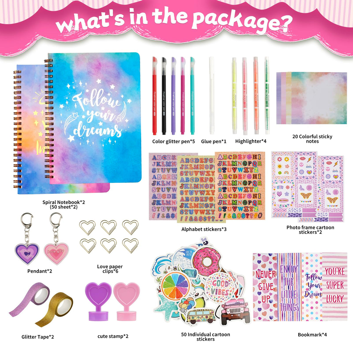 OIHEW DIY Journal Kit for Girls Ages 8-14, Stationary & Diary Set with Stickers,Birthday Gifts for 8 9 10 11 12 13 14 Year Old Girl, Scrapbook Art Crafts Kit Teen Girl Birthday Gift Idea OIHEW
