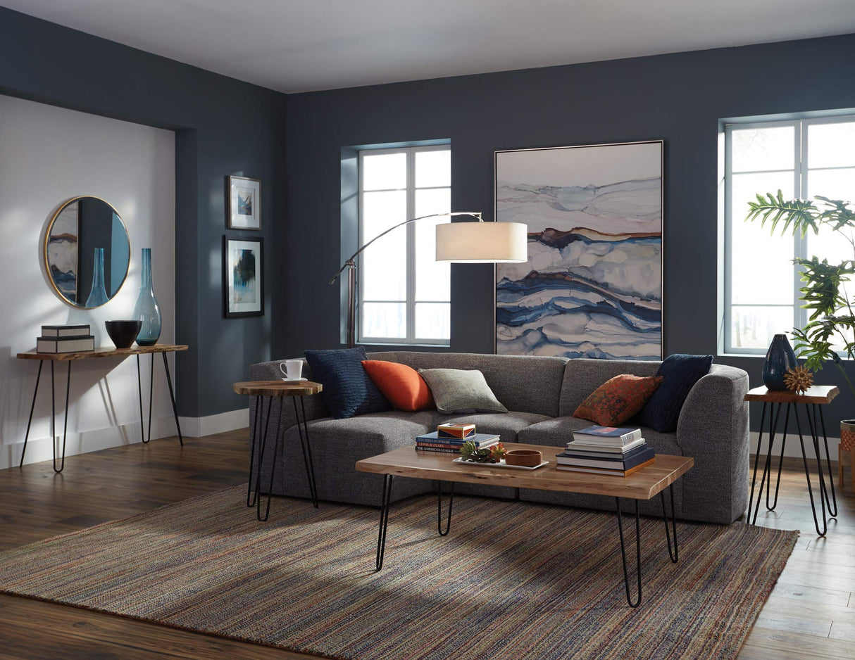 Alaterre Furniture Hairpin Natural Wood with Metal 48" Media Console Table, Live Edge, 16 in x 48 in x 30 in Alaterre Furniture