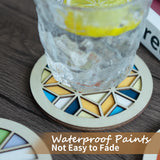 Temlum Wooden Coasters Painting Kit, Paint You Own Coaster Wooden Painting Craft Kit for Adults and Beginners Art Craft Supplies Temlum