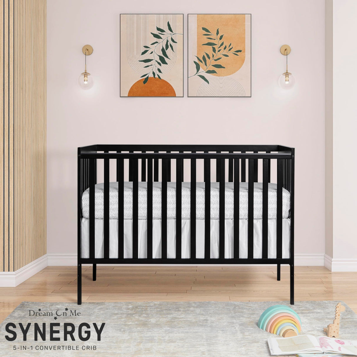 Dream On Me Synergy 5-In-1 Convertible Crib In Black, Greenguard Gold Certified Dream On Me