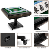 Foldable Automatic Mahjong Table with Wheels 44mm Tiles with 2 Sets of Numbered Tiles (Blue & Green) Suitable for Chinese, Americans, Mahjong Sets for Home & Outdoor Leisure, Gifts For Mahjong Players RISAR