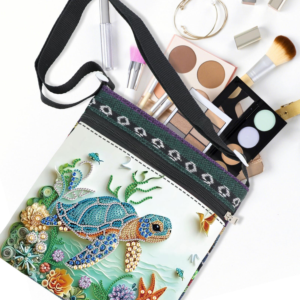 5D Diamond Painting Shoulder Bag – DIY Sea Turtle Design with Special Shaped Crystals, Partial Drill Diamond Art Bag Craft Kit for Adults, Stylish Handmade Crossbody Tote for Everyday Use & Gifts antor