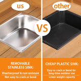 BlueWish Potting Bench, Potting Benches for Outside, Potting Benches & Tables with Drawer, Adjustable Shelf Rack, Removable Sink, Three Hook BlueWish