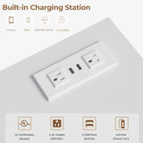 BEWISHOME White Dresser for Bedroom with Charging Station and LED Lights, 6 Drawer Dresser Chests of Drawers, Wood Dresser for Closet, Modern Wide Dresser with Open Space, TV Stand, White KCG02W BEWISHOME