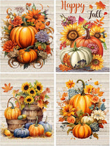 MjhRcll 4 Packs Paint by Numbers for Adults,Fall Paint by Numbers on Canvas,DIY Pumpkins Picture Paint by Number Kits Without Frame Acrylic Painting for Home Wall Decor 12X16 Inch MjhRcll