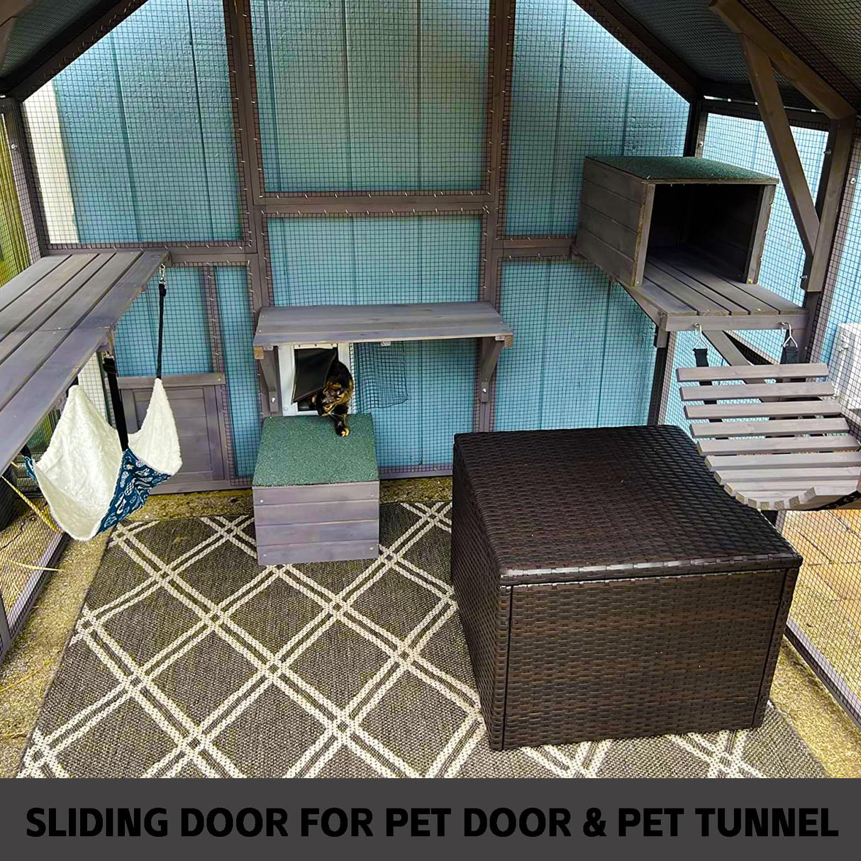 Endark Extra Large 110" Catio Outdoor Cat House Enclosure with Waterproof Cover, Multiple Platforms, Bridges, and Scratching Ramps for Safe and Fun Outdoor Exploration White Grey Endark