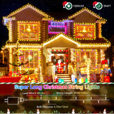Heceltt Christmas Lights Outdoor, 394FT 1000LED Christmas Lights with 8 Modes and Timer Memory Function Christmas String Lights Waterproof Plug in for Xmas Tree Wedding Party Holiday Decor Heceltt