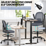 AtHope Drafting Chair, Tall Office Chair Ergonomic Standing Desk Chair,with Adjustable Footrest Ring, 3D Lumbar Support, Flip-up Armrests, Swivel Desk Stool for Drawing Working (Dark Gray) AtHope