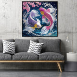 CHWGLFGG 5D Diamond Art Kits for Adults Beginners, Two Fish Special Shape Diamond Painting, DIY Drill Diamond Dot Gem Art Kits for Adults, Home Wall Decor 11.8X11.8 Inch CHWGLFGG