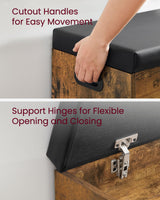 VASAGLE CUSTOS Collection - Storage Bench with Cushion, Shoe Bench, Padded Seat, Hidden Storage, Entryway, Hold up to 300 lb, 11.8 x 31.5 x 17.3 Inches, Rustic Brown and Ink Black ULHS30BX VASAGLE