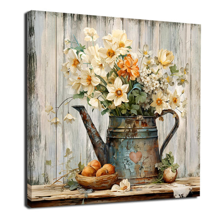 LAIART Floral Wall Art Farmhouse Vintage Wall Decor Canvas Picture Print for Bathroom Bedroom Living Room Dining Room LAIART