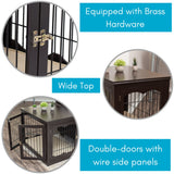 BIRDROCK HOME Decorative Dog Kennel with Pet Bed | Small | Fits Small Dogs | Double Door | Indoor Pet Crate Engineered Wood & Wire Furniture House for Dogs| Side Table | Nightstand – Espresso BIRDROCK HOME