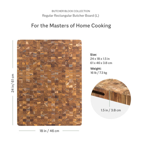 Teakhaus Butcher Block Cutting Board - Large Wooden Cutting Board - Teak End Grain Wood - Knife Friendly - FSC Certified Teakhaus