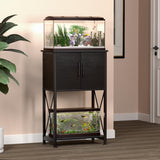 Herture 5-10 Gallon Fish Tank Stand, Metal Double Aquarium Stand with Cabinet for Fish Tank Accessories Storage, Heavy Duty 20.5" L* 11.02" W Tabletop, 500LBS Capacity Black PG06YGB Herture