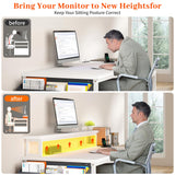 EnHomee 56.5" White Desk with Power Outlets,Study Writing Home Office Desks with File Drawers Cabinet, Computer Desk with Shelves Monitor Stand,Desk with Drawers and Printer Space,White EnHomee