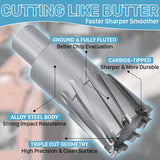 KEENTECH Carbide-Tipped Annular Cutter, 3/4" Diameter x 2" Depth, 3/4" Weldon Shank (2 Flat), High Speed Cutting TCT Mag Drill Bit with Pilot Pin for Harder Material, Stainless Steel, Cast Iron KEENTECH