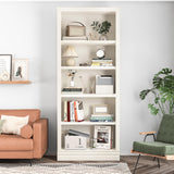 Fllution 72 in Tall Bookcase, 31.3 in Wide Floor Standing Bookshelf, Open Storage 5-Shelf Bookshelves, Cream White Large Indoor Furniture for Home Office School Library Living Room Bedroom Fllution