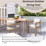 Christopher Knight Home Aluminum Dining Chair Set of 2, Armchairs with Cushions, Barrel Accent Chair, Wood-Like Finish, Comfy Seating Kitchen Side Chair Set for Balcony, Backyard, Garden, Teak Christopher Knight Home