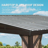 Domi 10' x 12' Lean to Gazebo with Aluminum Frame, Wall Mounted Gazebo Hardtop Galvanized Steel Sloping Roof with Curtains and Netting for Patio Deck Backyard Lawn Party domi outdoor living