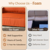 HOOOWOOO Outdoor Patio Furniture Set,8 Pieces Wicker Out Door Sectional Furniture L Shaped Couch,Patio Conversation Sets with Swivel Rocking Chair LED Table,Brick Red HOOOWOOO