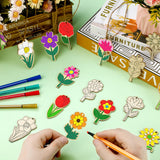 Relaxgiant 48 Pcs Wooden Spring Flowers for Kids DIY Blank Unfinished Wood Flowers Ornaments Crafts Wooden Flower Ornaments Spring Wooden Arts and Crafts for Kids Art Painting Projects Hanging Decor Relaxgiant
