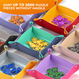 Newverest All-You-Need Puzzle Set: 8 Puzzle Sorting Trays for up to 2000 Pieces, 6 Glue Sheets, 1 Large Scraper & 2 Adhesive Hangers in Gift-Ready Packaging – Must-Have Saver Kit for Puzzle Lovers Newverest