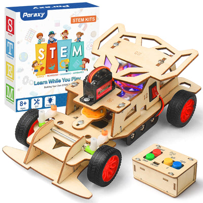 Poraxy STEM Toys for Boys Age 8-12, Building Remote Control Car, STEM Kits for Kids 8-10, Wooden 3D Puzzles 8-13 Science Projects Model, Birthday Gifts for 8 9 10 11 12 13 14 Year Old Teen Boys Girls