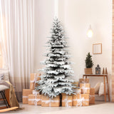 Fraser Hill Farm 7.5-Ft. Mountain Pine Flocked Artificial Christmas Tree with Stand, Unlit Foldable Fake Tree with Realistic Snowy Foliage for Home Decoration Fraser Hill Farm