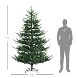 HOMCOM 7.5 Foot Artificial Christmas Tree, Pine Hinged Xmas Tree with 1218 Realistic Branches, Steel Base, Auto Open, Green HOMCOM