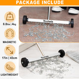 Toolwiz Magnetic Pick Up Sweeper 17-inch Heavy Duty Magnet Pickup Lawn Sweeper Roofing Tools, 8.8 Lbs Yard Tools with Telescoping Holder and Wheels to Clean Nails Adjustable Handle for Construction Toolwiz