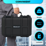 REBUST Lockable Gun Case- TSA Approved Firearm Travel Case with FREE TSA Lock- Hard Gun Safe for Handgun, Pistol, Revolver- Waterproof, Shockproof Gun Storage & Gun Carrying Case- 12.6x9.41x4.43 inch REBUST