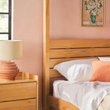 Natural Pine Solid Wood Full Minimalist Canopy Bed Walker Edison