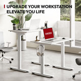 SANODESK Electric Standing Desk 48 x 24 Inches, Height Adjustable Stand Up Desk w/6-Button Controller, Ergonomic Computer Desk for Home Office, White Frame + White Tabletop SANODESK