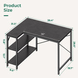 Huuger L Shaped Desk, 39 Inches Computer Desk with Reversible Storage Shelves, Gaming Desk, Corner Desk Home Office Desks, Writing Desk Study Desk with Metal Frame, Black Huuger