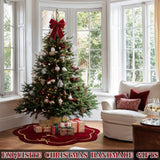 Arrowbash Christmas Tree Skirt 48 Inches Luxury Velvet Fur Scallop Tree Skirt Sparking Gold Lace Trim for Party Rustic Xmas Holiday Decorations Home (Red) Arrowbash