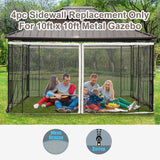 Outsunny 10' x 10' Universal Replacement Mesh Sidewall Netting for Patio Gazebos and Canopy Tents with Zippers, (Sidewall Only) Beige, Black Outsunny