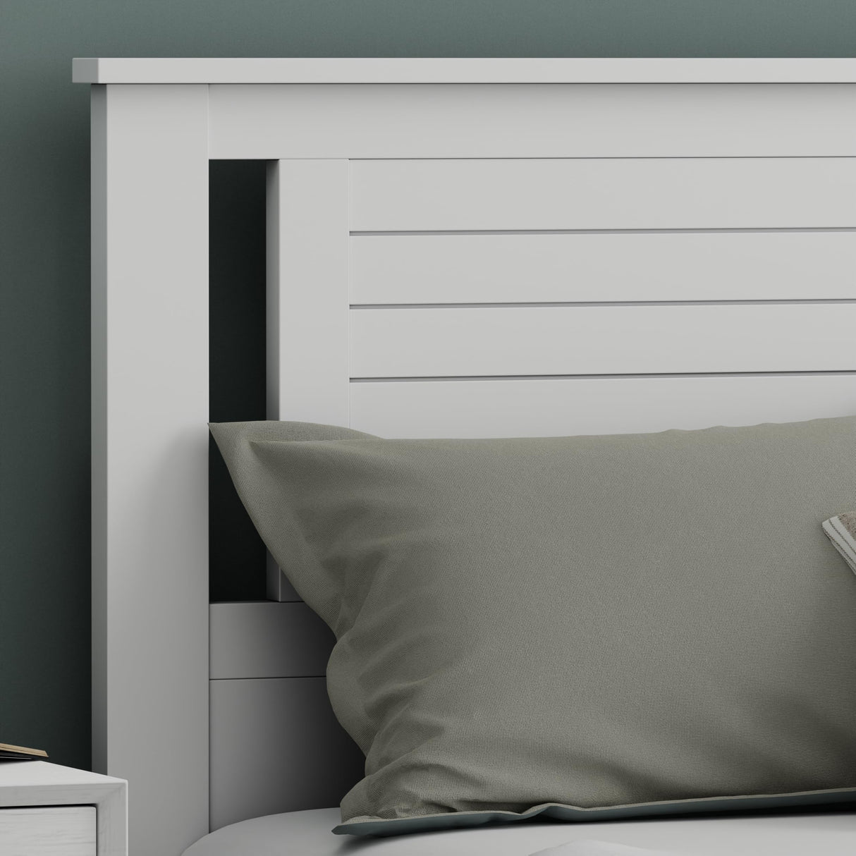 Serene Poplar Wood Queen Headboard, Modern Farmhouse Panel with Horizontal Scoring, Queen Size Headboard in White, Casual Coastal Style, Easy Assembly, Quality Materials ComfIQ
