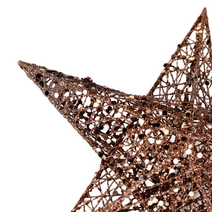 BinaryABC Christmas Tree Topper Star,Glittering Christmas Tree Decoration Ornaments,20cm (Coffee)