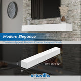 Ortaville Fireplace Mantel, Modern Design, Matte Lacqeur Finish, Wall-Mounted Floating Shelf (72", White) Ortaville