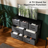 DUMOS Dresser for Bedroom with 7 Drawers, Storage Organizer Units Furniture, Chest Tower TV Stand with Fabric Bins, Metal Frame, Wooden Top for Nursery, Living Room, Kidsroom, Closet, Grey DUMOS