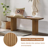 WINWY Solid Wood Entryway Bench - 43.3" Fluted Farmhouse Bench, Indoor Long Dining Bench Seat Narrow End of Bed Bench for Entry Way, Kitchen, Living Room and Bedroom, Brown WINWY