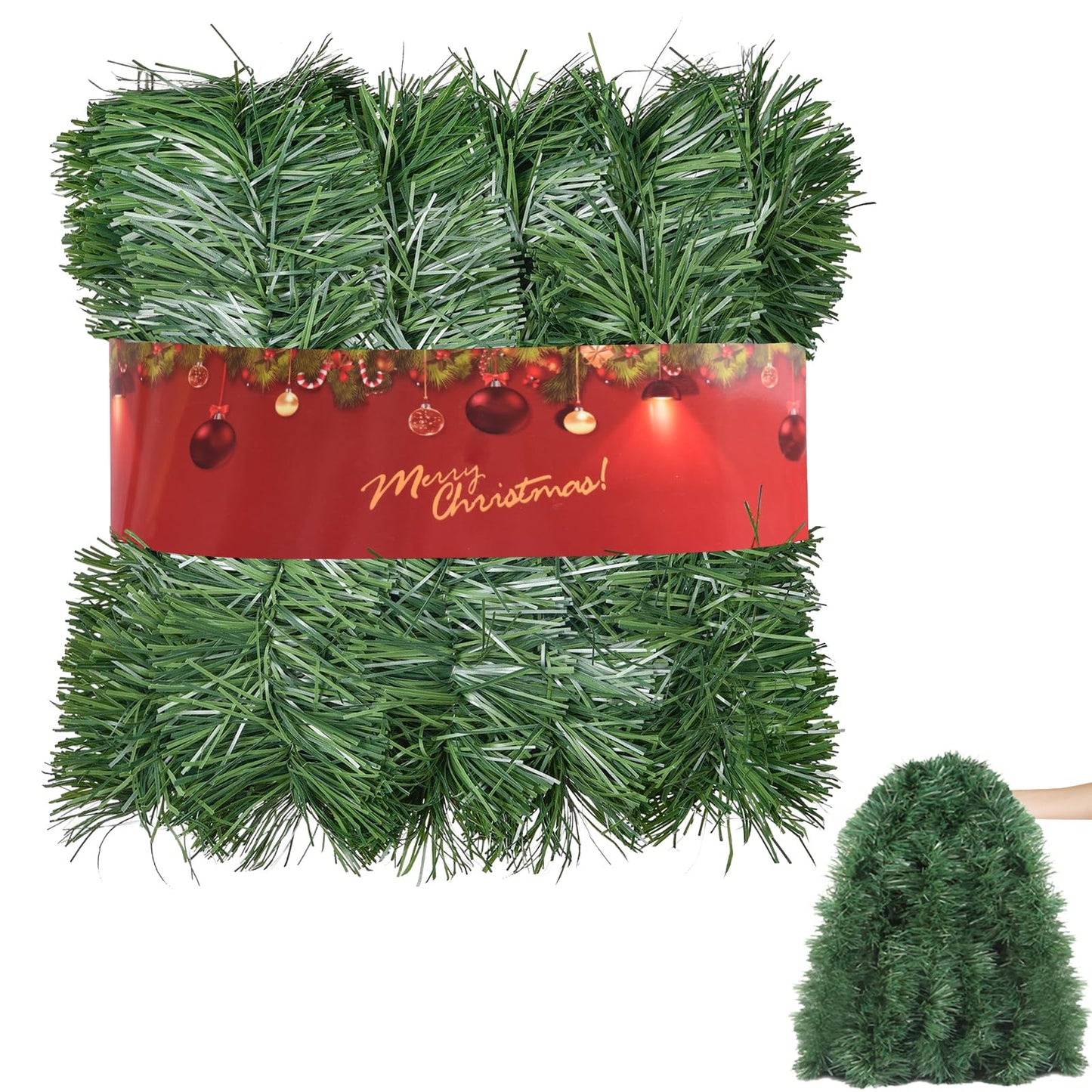 candyfouse 20Ft Christmas Garland,Non-Lit Soft Christmas Green Twist Garland for Indoor or Outdoor, Artificial Greenery Garland for Holiday Wedding and Christmas Decorations