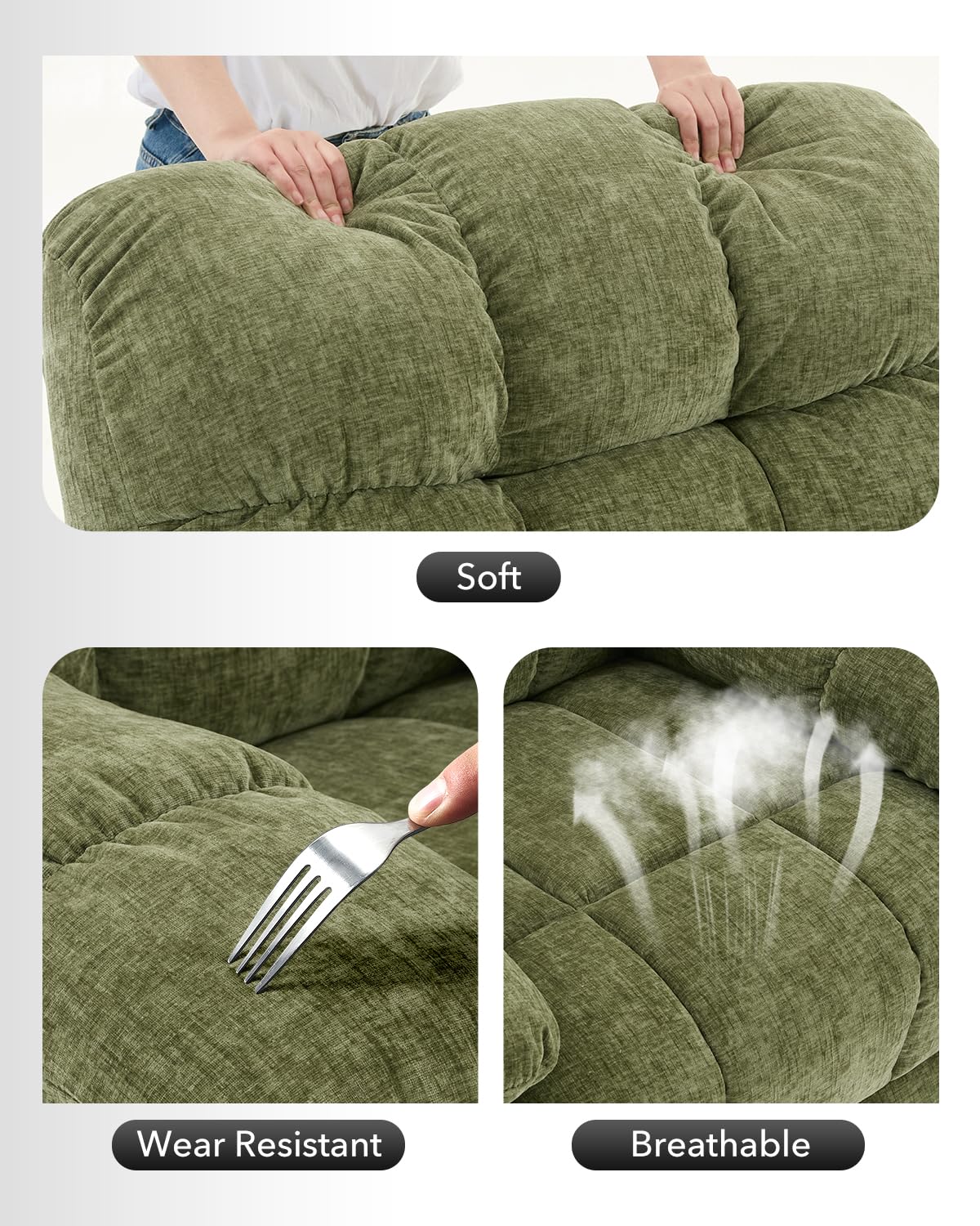 GarveeHome Rocking Recliner Chair, 360° Swivel Rocker Chair for Living Room, Upholstered Fabric Glider Nursery Chair with Side Pockets for Small Spaces, q235 Steel Frame Lazy Boy Recliner Single Sofa GarveeHome