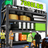 70''W Garage Shelving Heavy Duty 5-Tier Adjustable Storage Shelves Unit,7000 LBS Metal Utility Rack Shelf for Industries, Warehouses, Basement,Black (70''H x 70''W x 24''D) LBVSKK