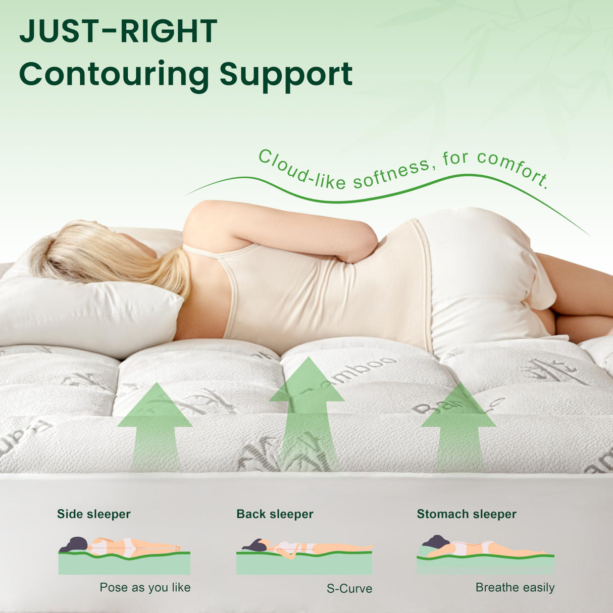 Love's cabin Full Size Mattress Topper, Rayon Derived from Bamboo, 900 GSM Mattress Topper Pad, Thick Pillow Top Mattress Pad with Stretches up 8"-20" Deep Pocket(54"x75") Love's cabin