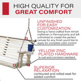 Amish Casual Heavy Duty 700 Lb Roll Back Treated Porch Swing with Hanging Chains and Cupholders (5 Foot, Unfinished) Amish Casual