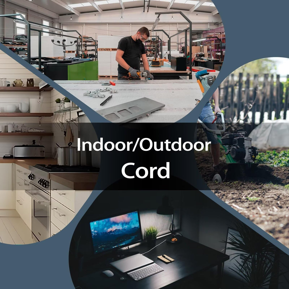 FSTSN 75 Ft Indoor Outdoor Extension Cord - 16/3 SJTW Durable Waterproof Extension Cable with 3 Prong Grounded Plug, Grey FSTSN